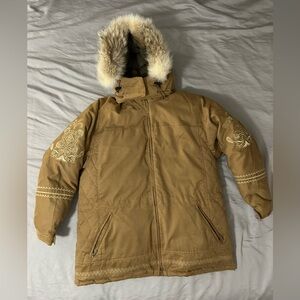 Vintage Cabelas parka coat, real goose down, real fur (Size L women’s)